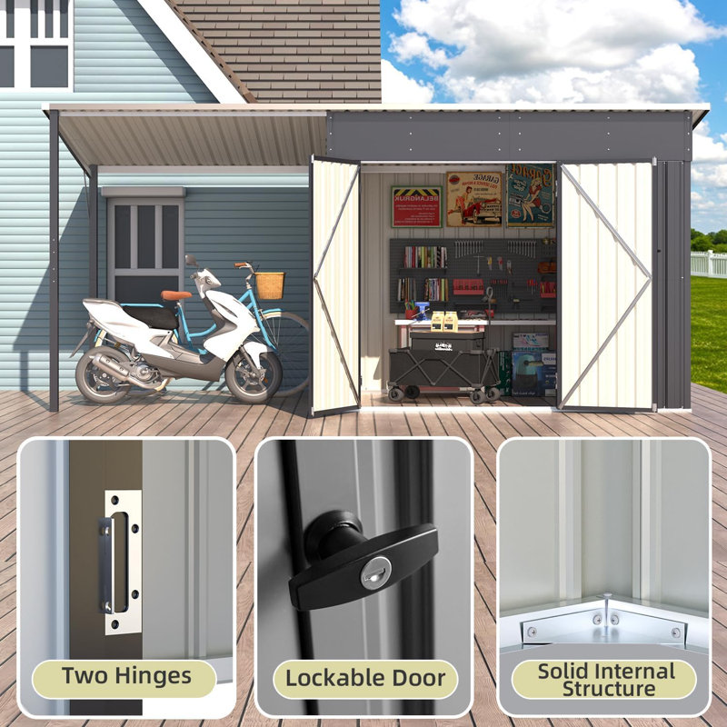 AECOJOY 14X6 Outdoor Open-Sided Metal Storage Shed & Reviews | Wayfair